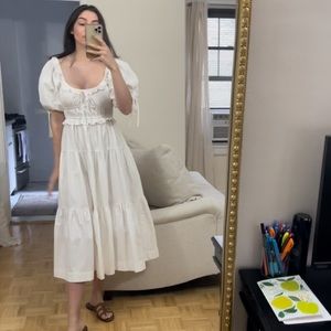 En Saison Brielle Tiered Midi-Dress White
